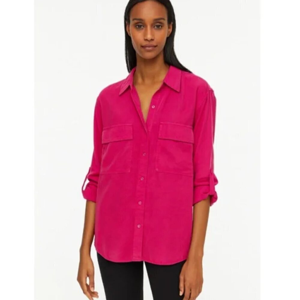 Aritizia Babaton Long Sleeve Button-Up Utility Shirt Bright Pink (XS)